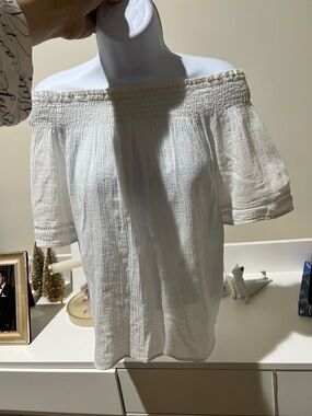 White Off-Shoulder Breezy summer Top